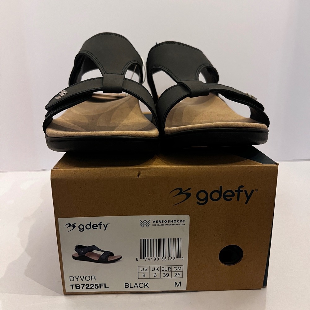 Gdefy Dyvor Black Women's Orthopedic Comfort Sandals TB7225FL Size 8